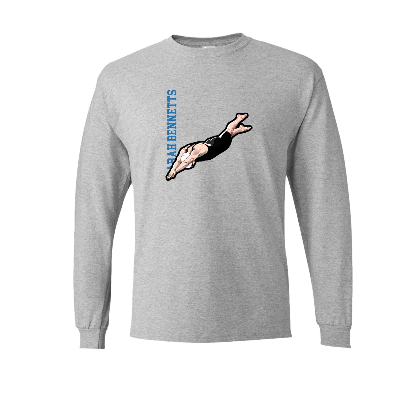 Long Sleeve Tee — Name Vertical in Grey