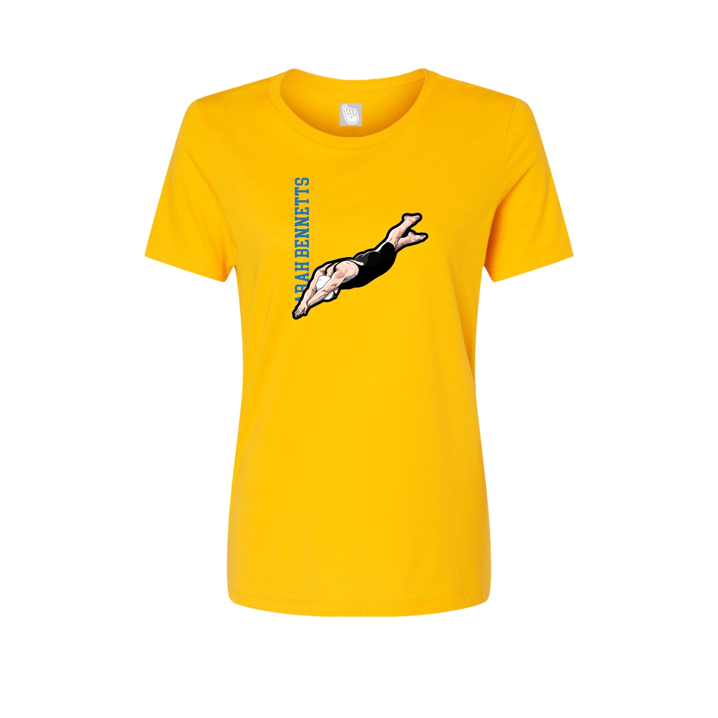 Fitted Women's Tee — Name Vertical in Gold