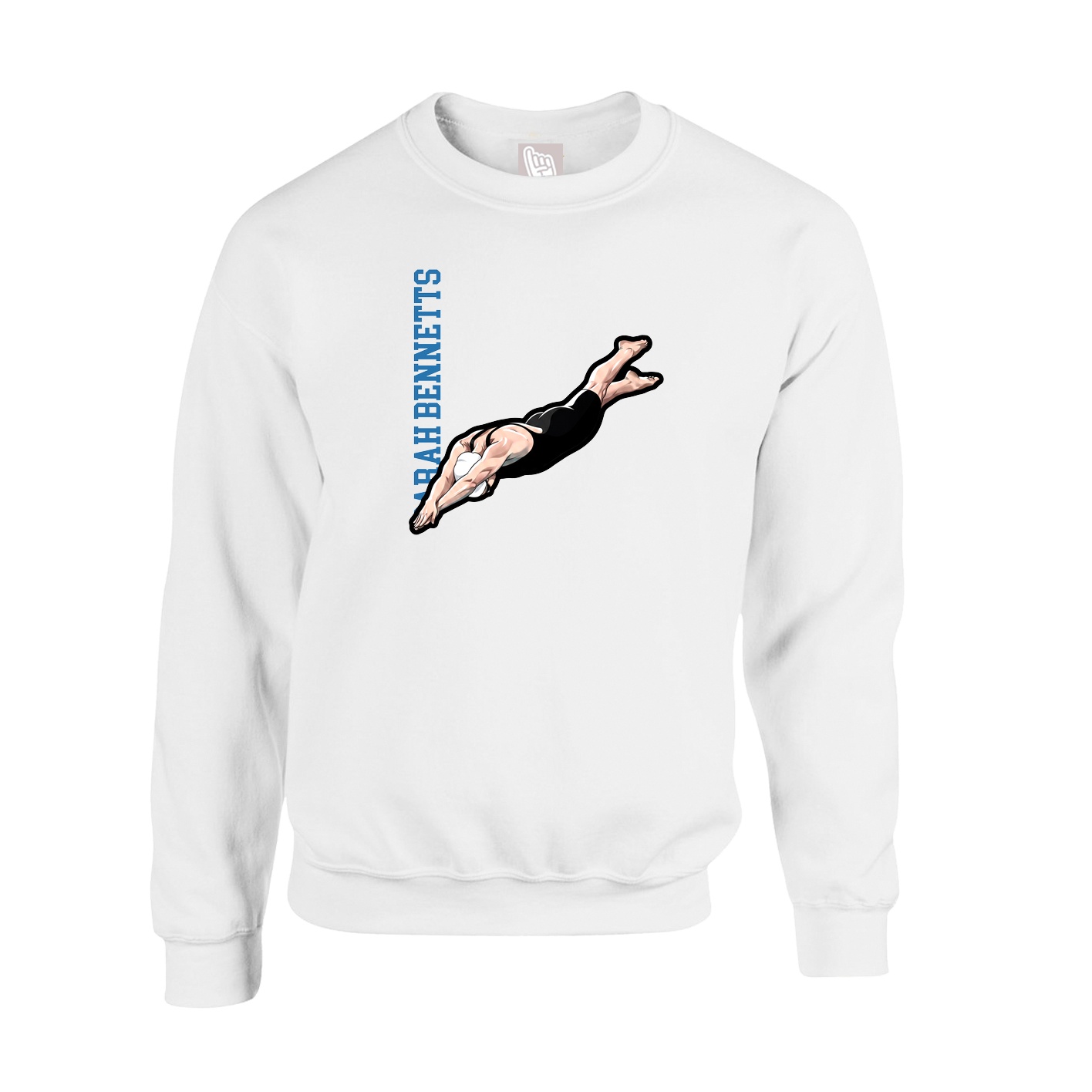 Fleece Crew — Name Vertical in White