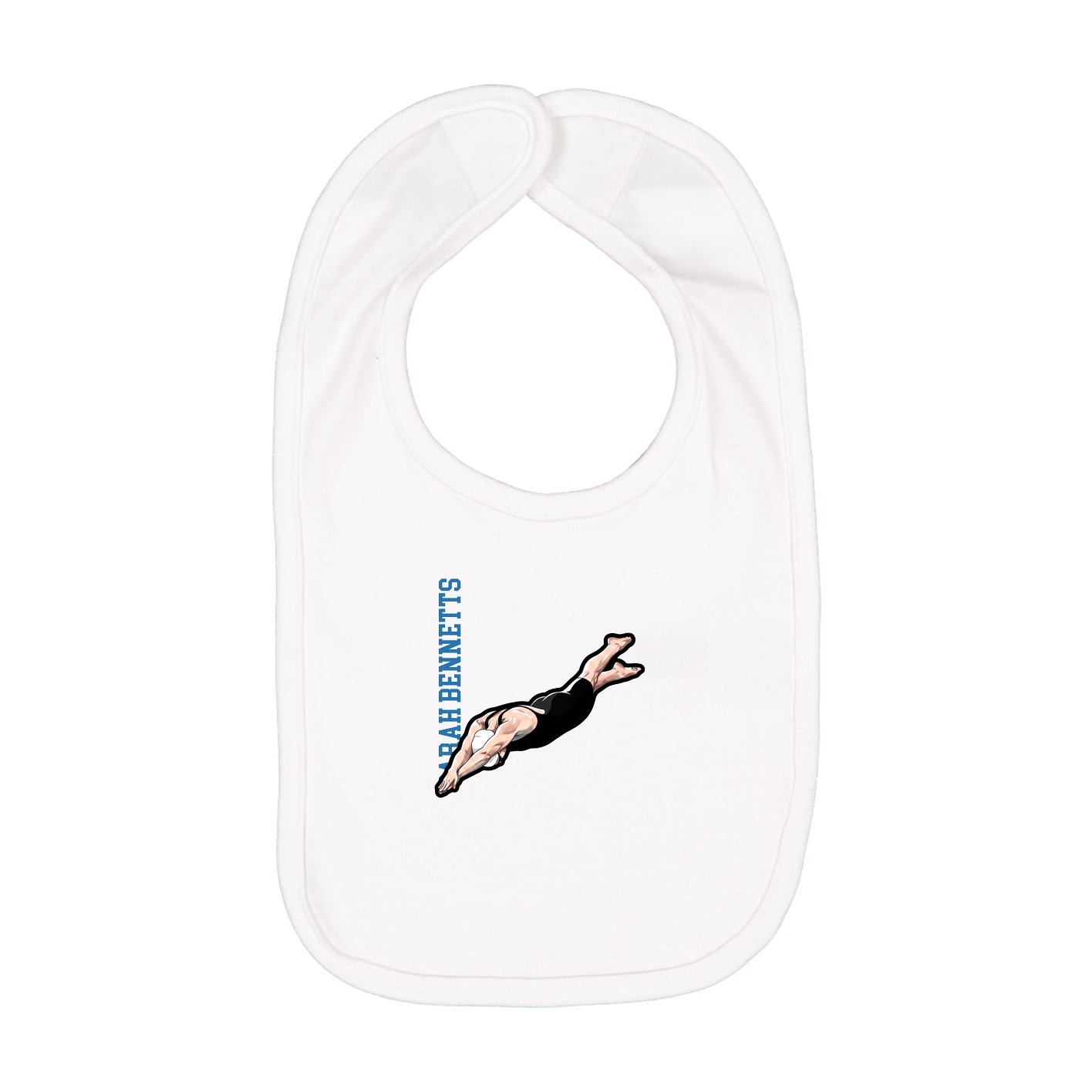 Infant Bib — Name Vertical in White
