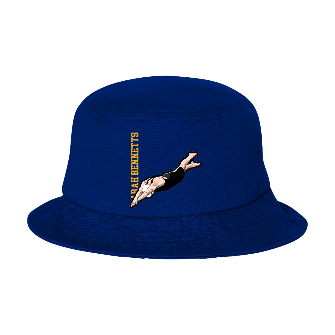Bucket Cap — Name Vertical in Royal Blue