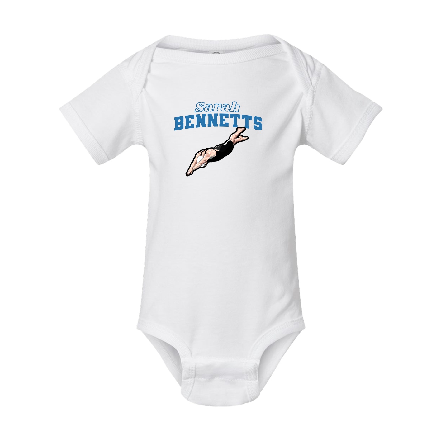 Baby Onesie — Name Arch in White