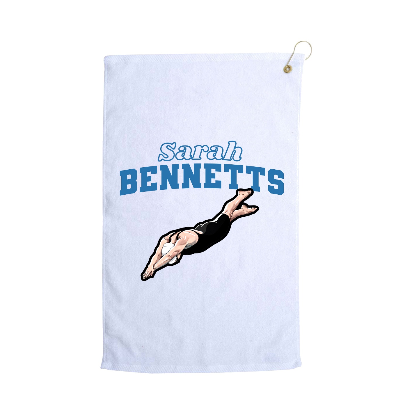 Golf Towel — Name Arch in White