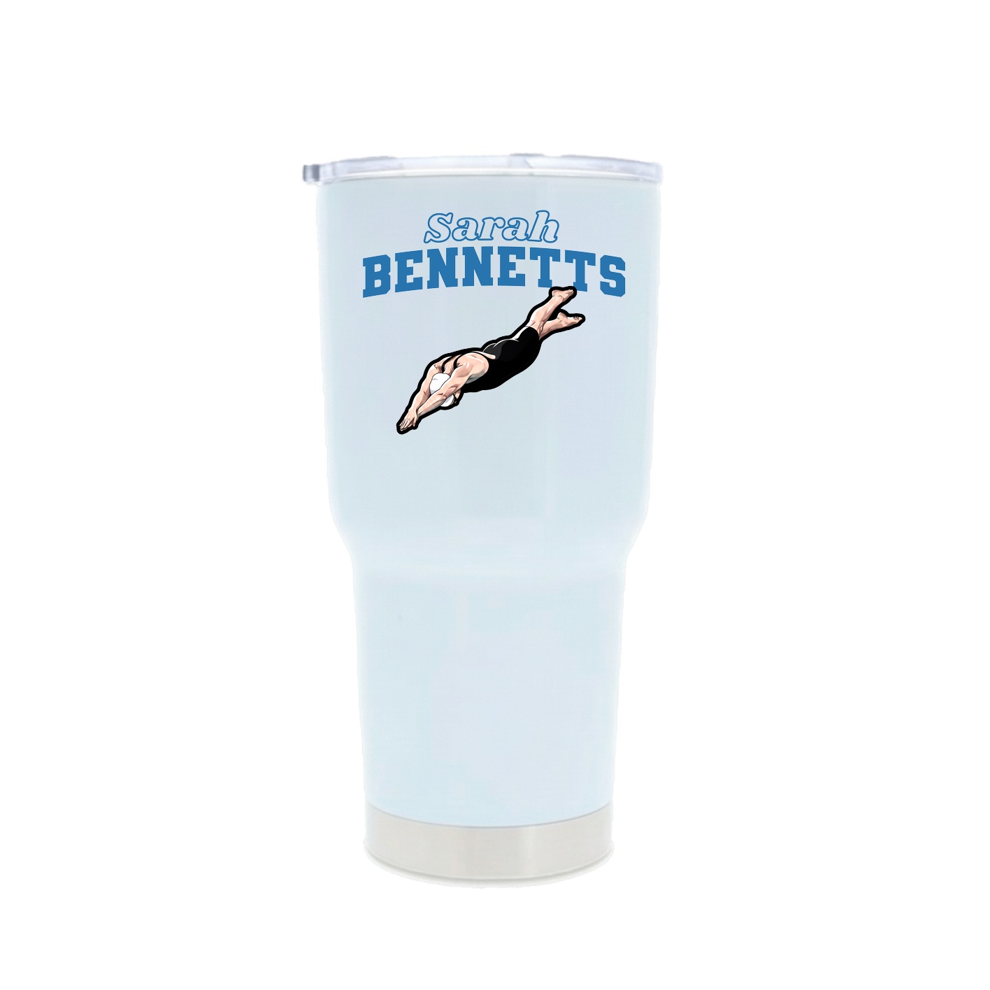 30oz Stainless Steel Tumbler — Name Arch in White