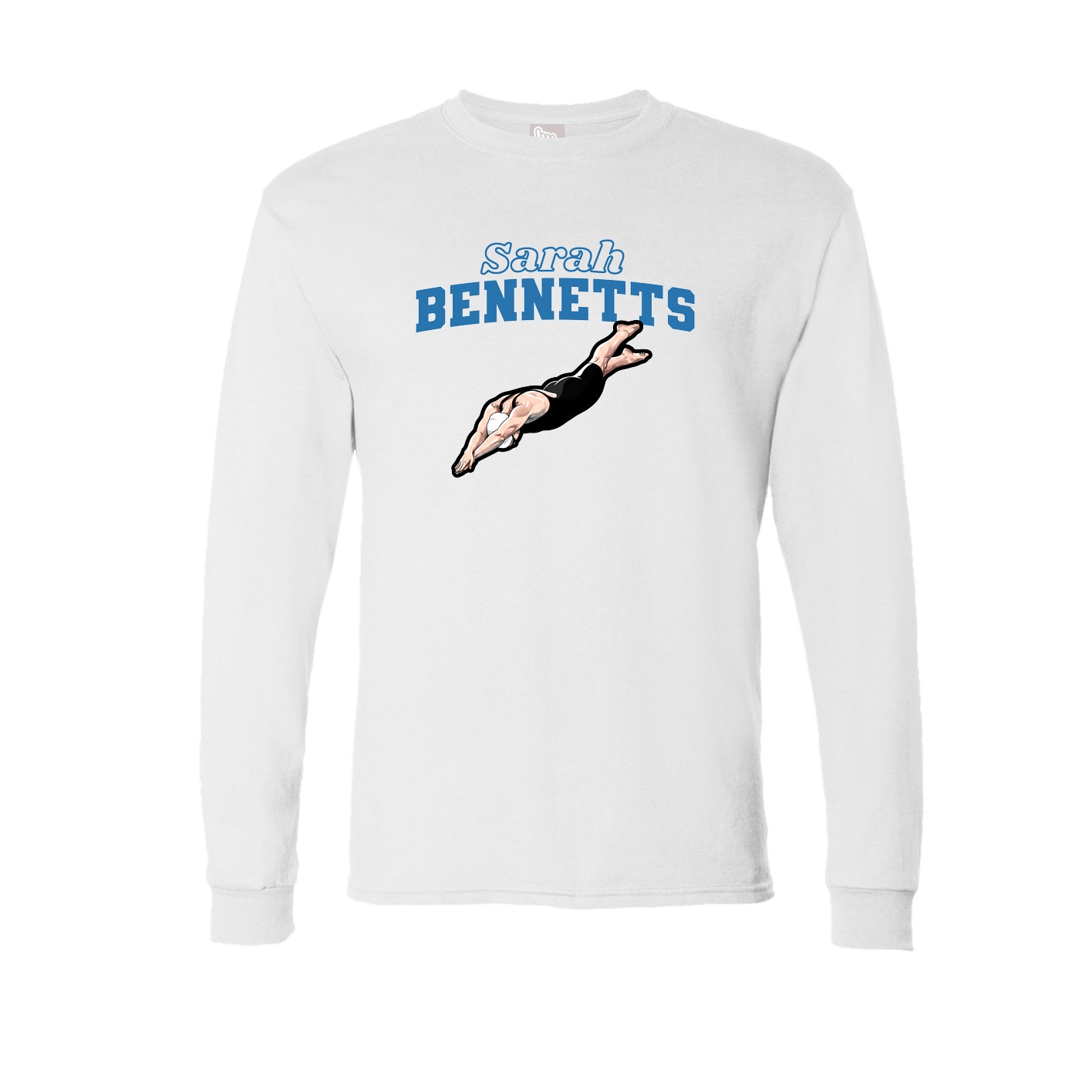 Long Sleeve Tee — Name Arch in White
