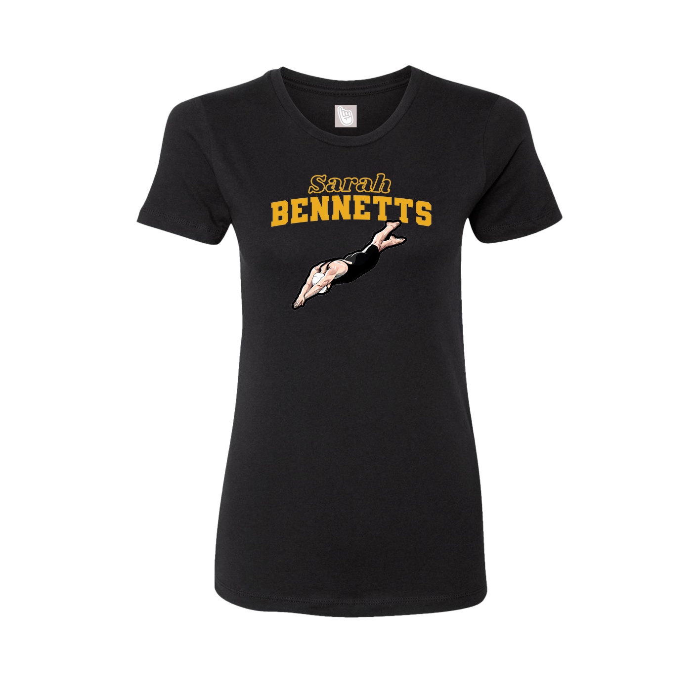 Fitted Women's Tee — Name Arch in Black