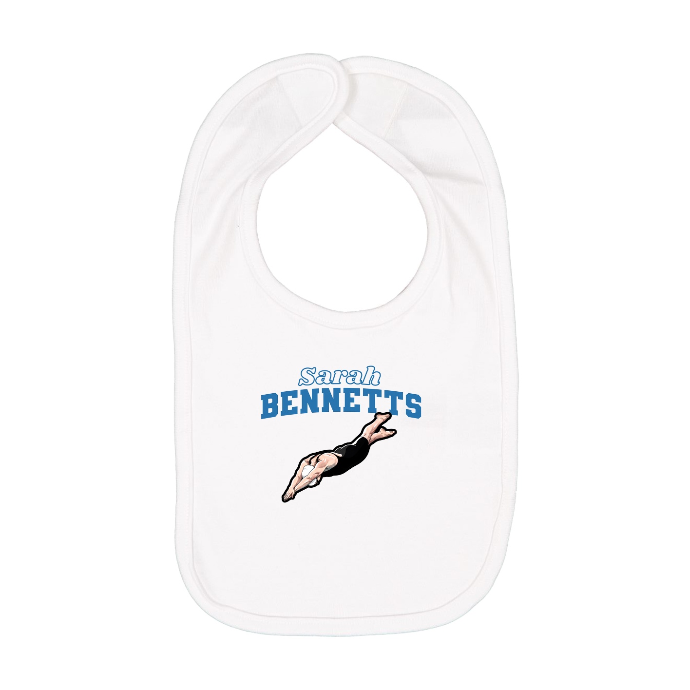 Infant Bib — Name Arch in White