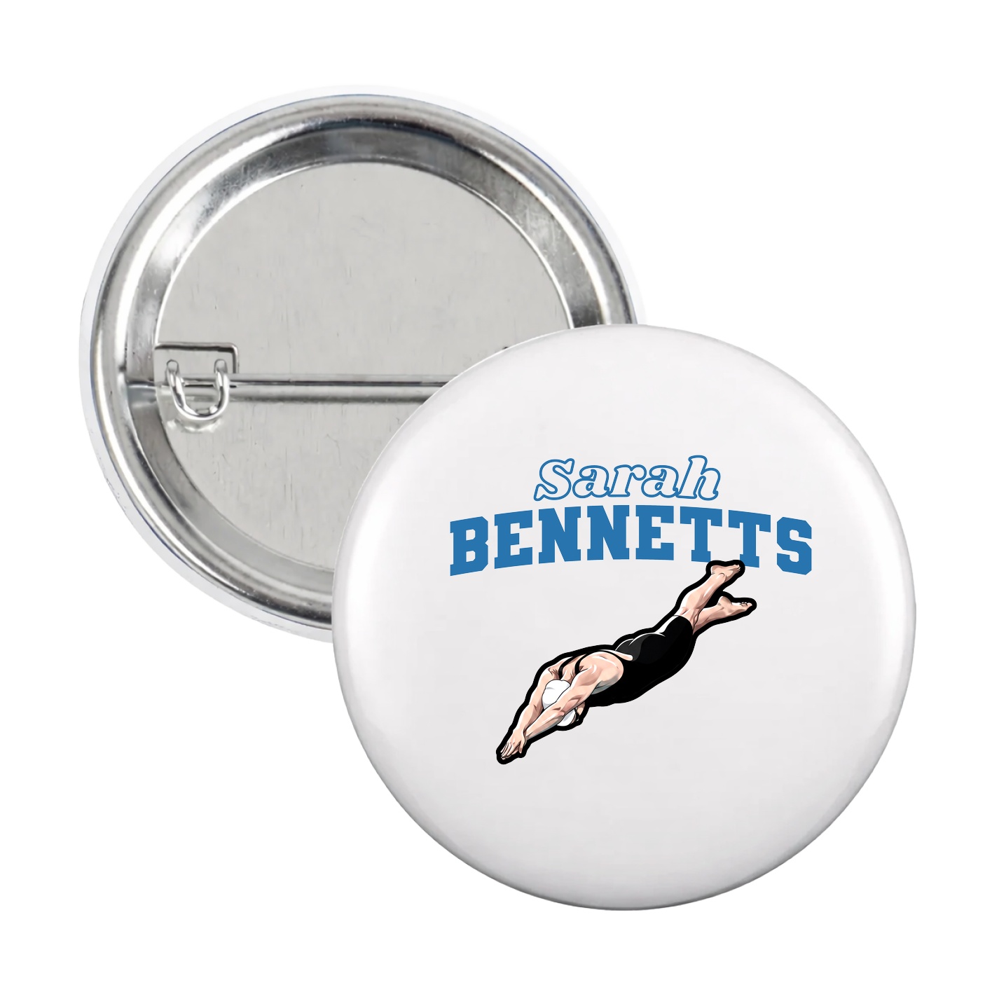 Game Day Button — Name Arch in White