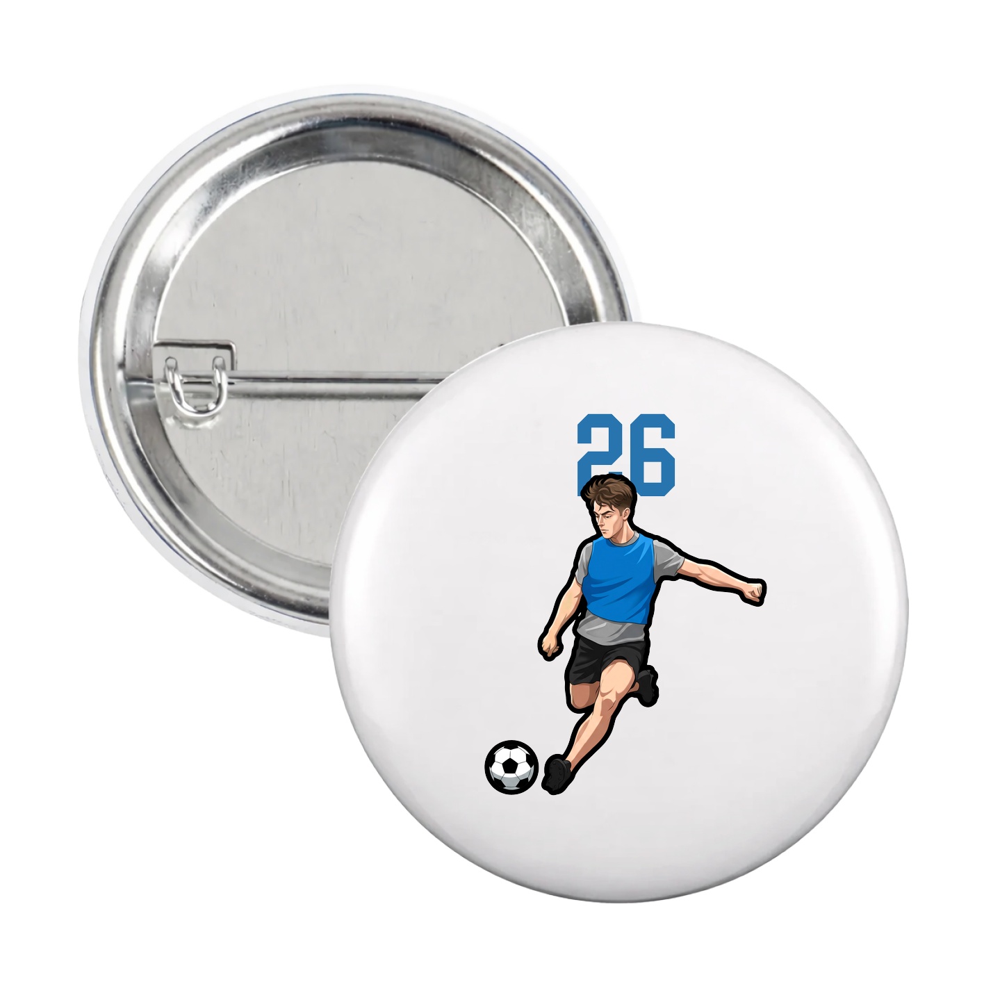 Game Day Button — Number Top in White