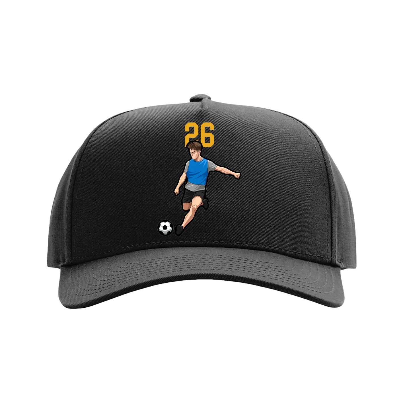 Full Fabric Five-Panel Champ Cap — Number Top in Black
