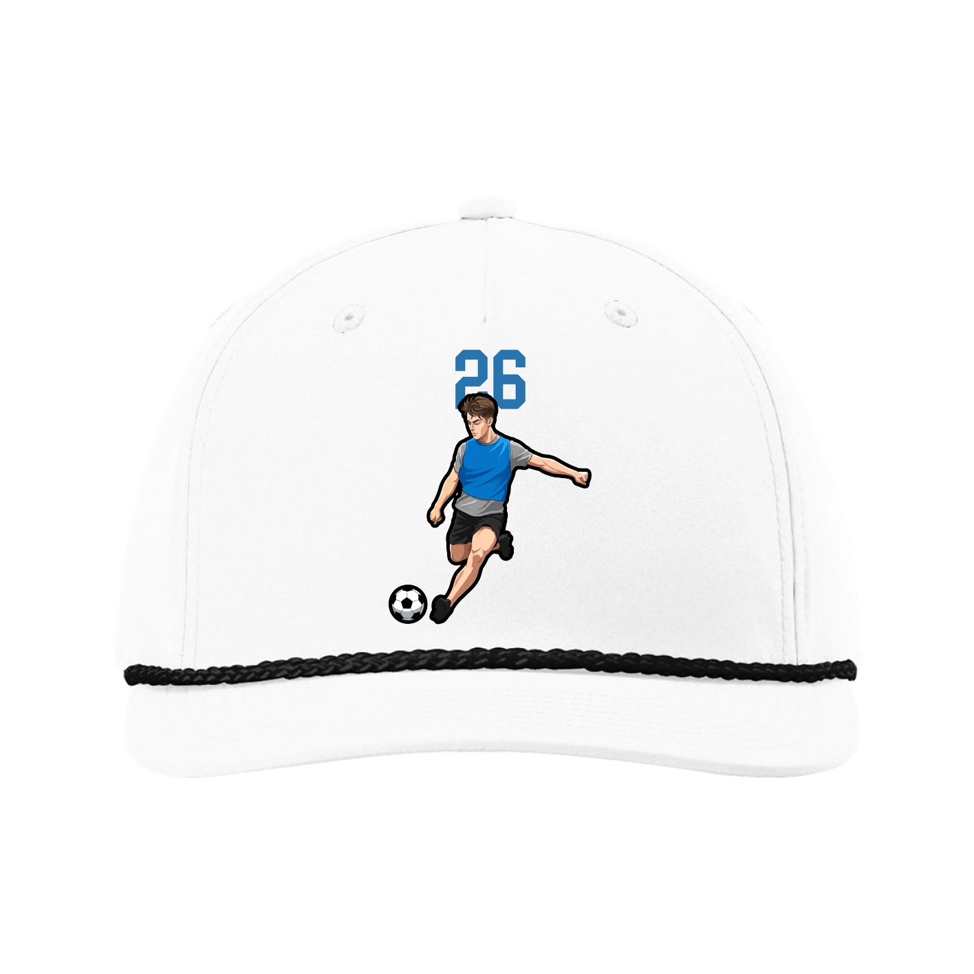 Five-Panel Classic Rope Cap — Number Top in White