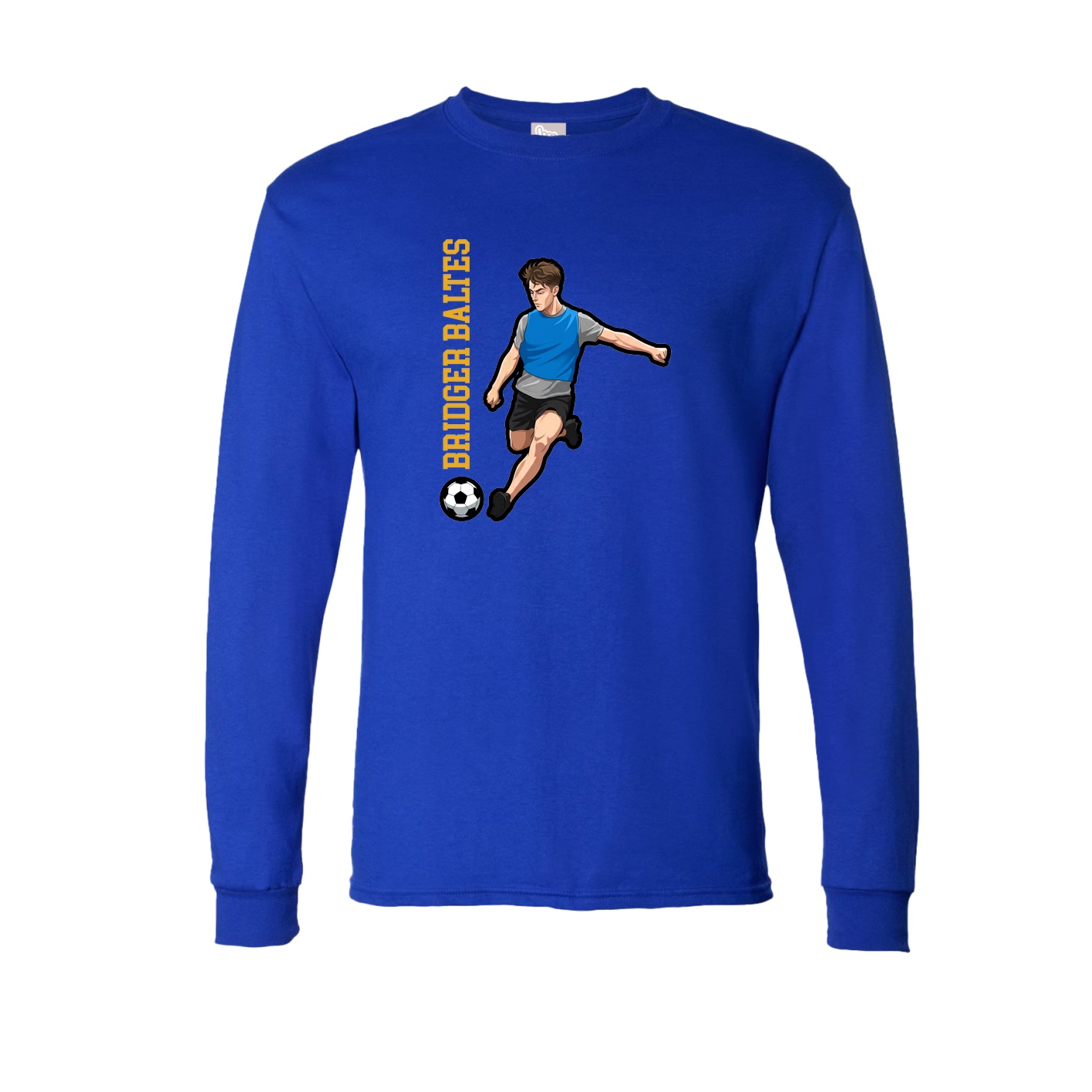 Long Sleeve Tee — Name Vertical in Royal