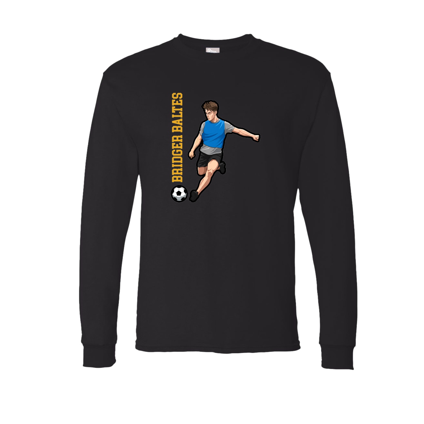 Long Sleeve Tee — Name Vertical in Black