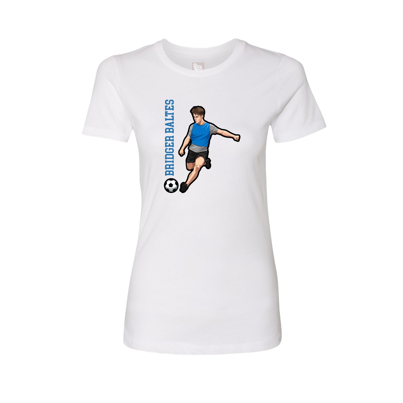Womens Tee — Name Vertical in White