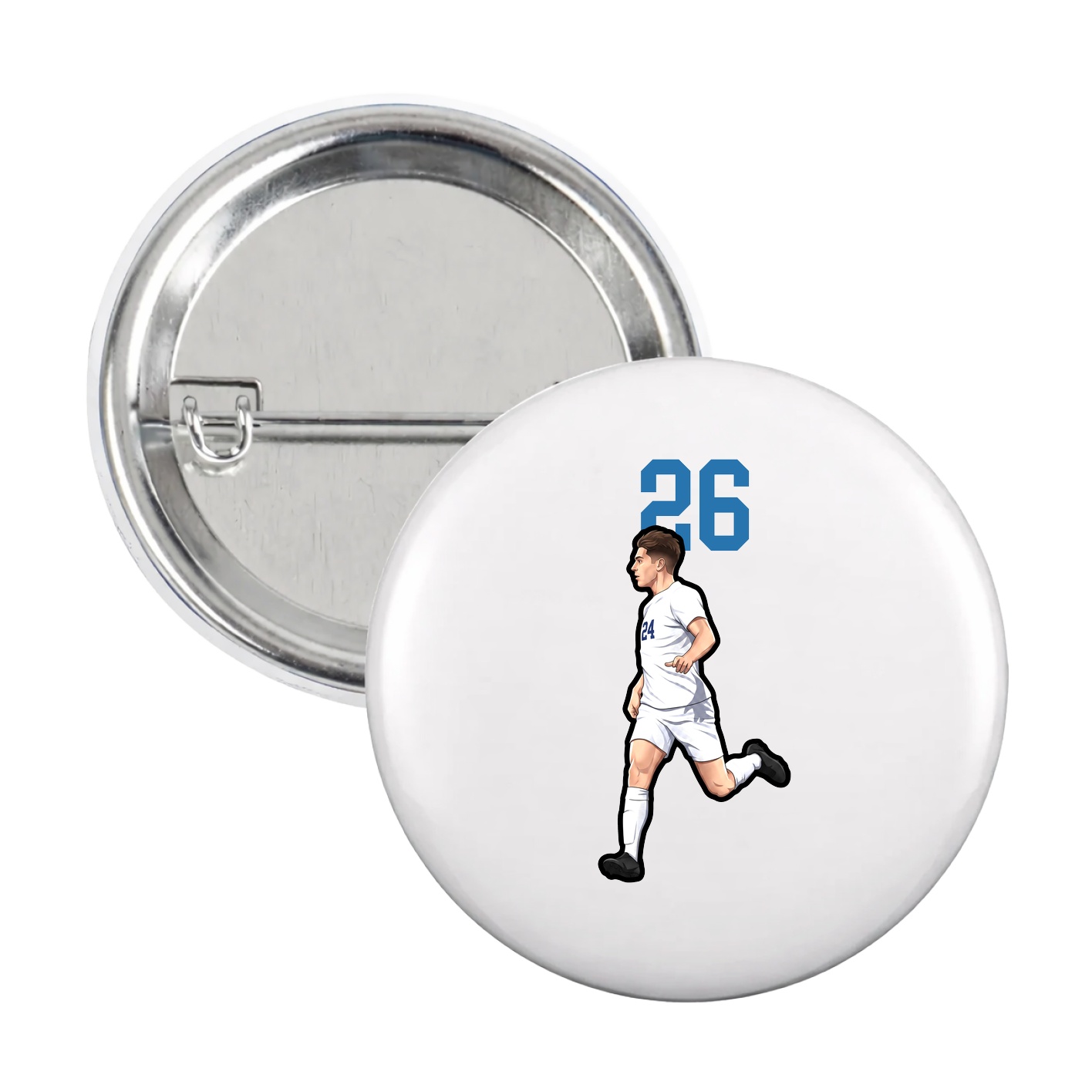 Game Day Button — Number Top in White