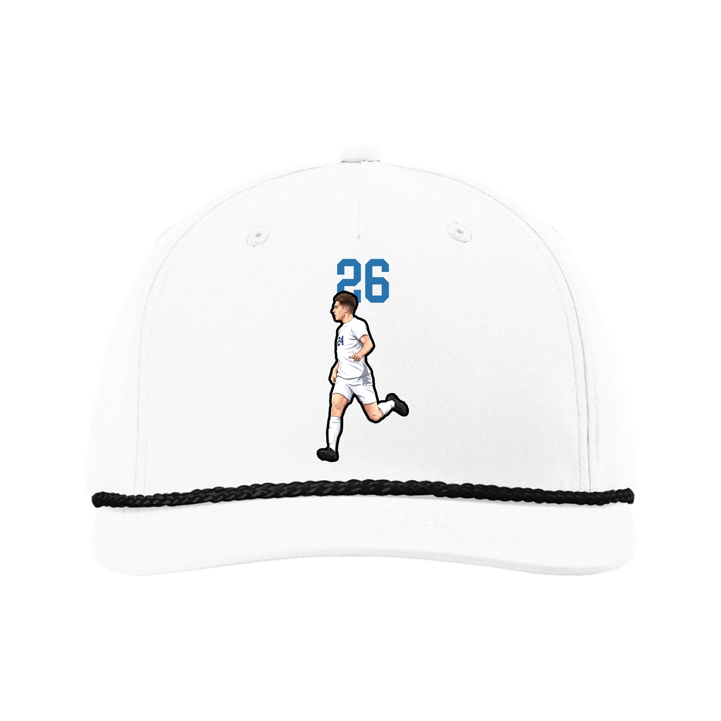 Five-Panel Classic Rope Cap — Number Top in White