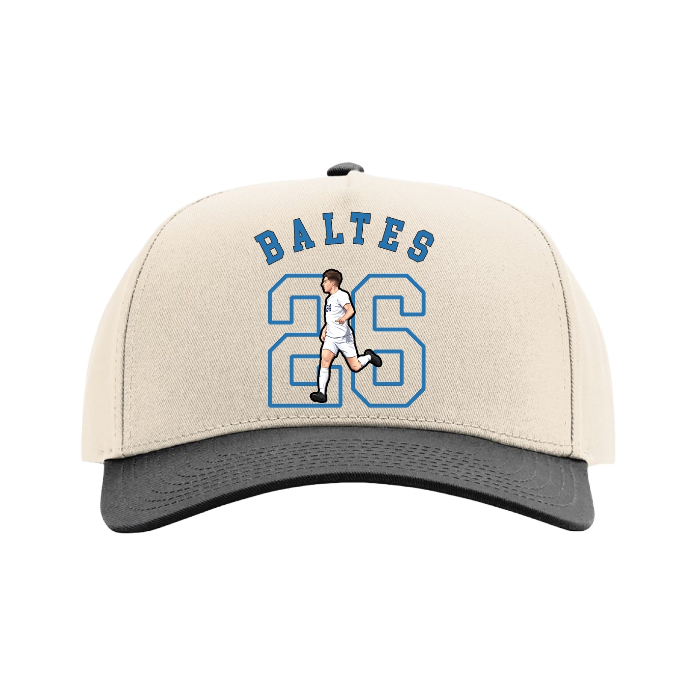 Full Fabric Five-Panel Champ Cap — Shirsey Arch in Cream/Black