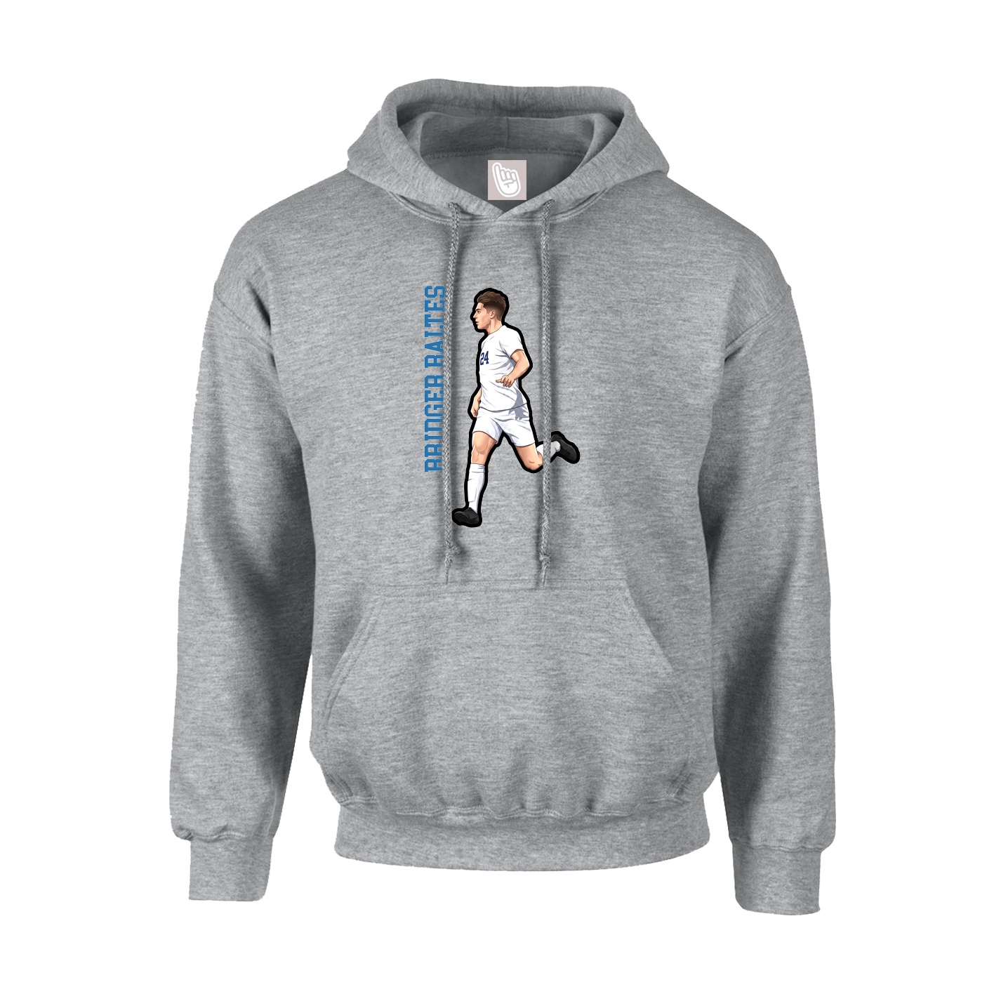 Youth Hoodie — Name Vertical in Grey