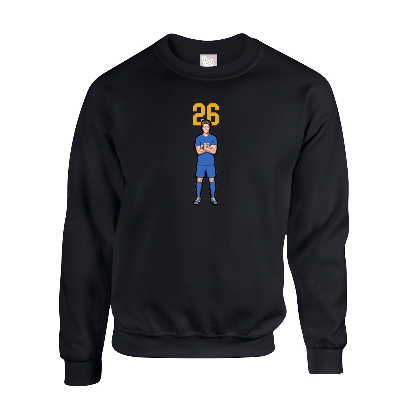 Fleece Crew — Number Top in Black