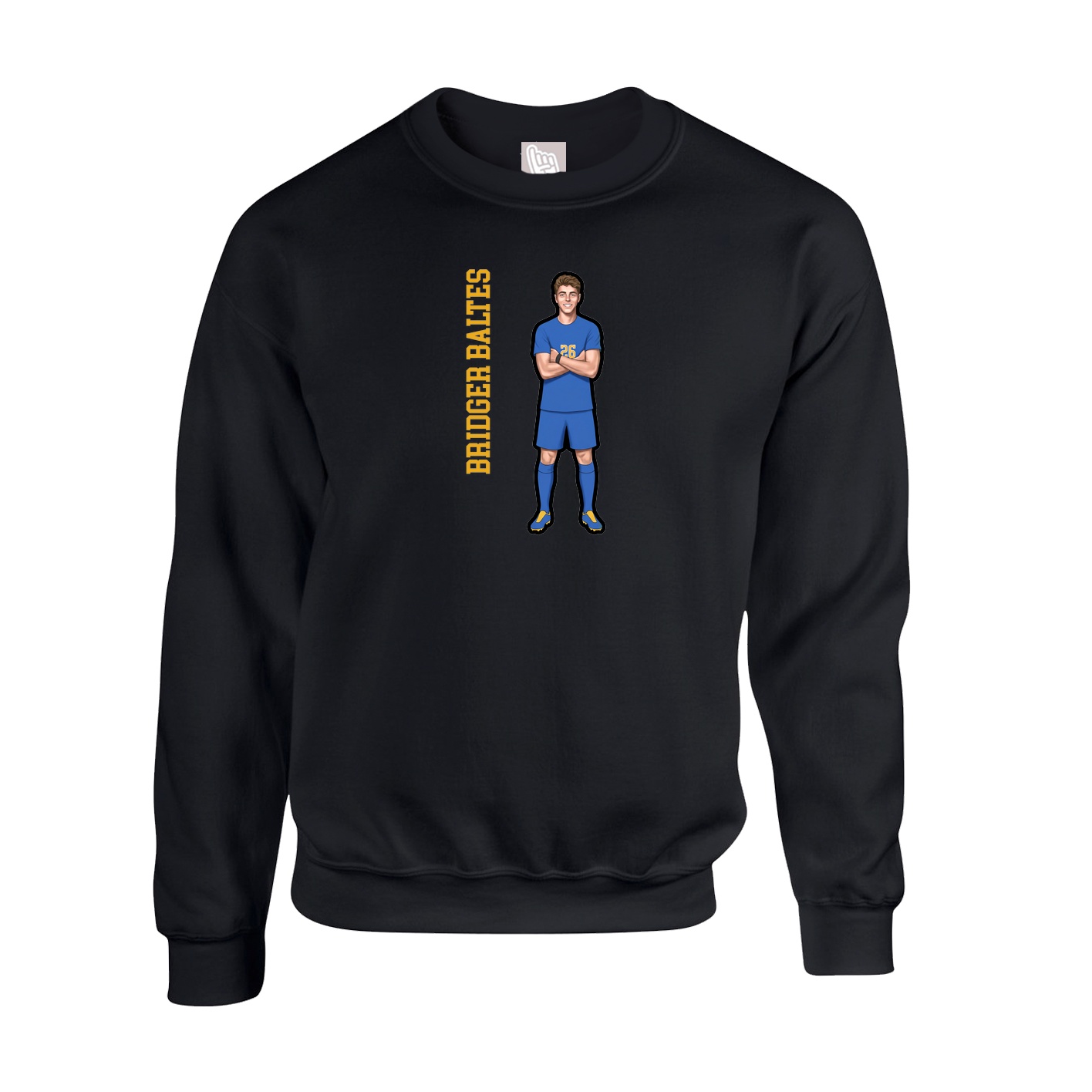 Fleece Crew — Name Vertical in Black