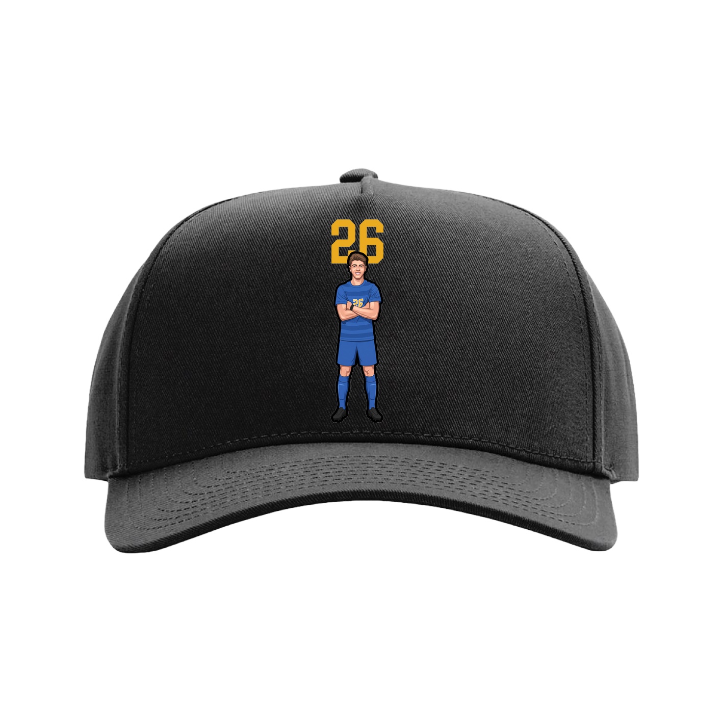 Full Fabric Five-Panel Champ Cap — Number Top in Black