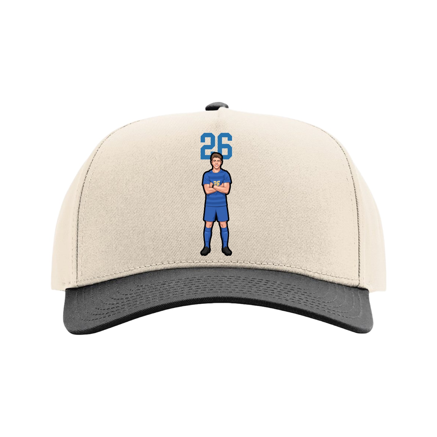 Full Fabric Five-Panel Champ Cap — Number Top in Cream/Black