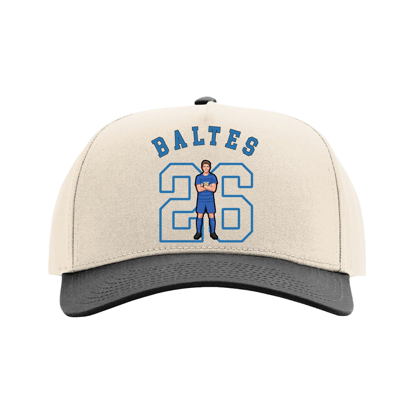 Full Fabric Five-Panel Champ Cap — Shirsey Arch in Cream/Black