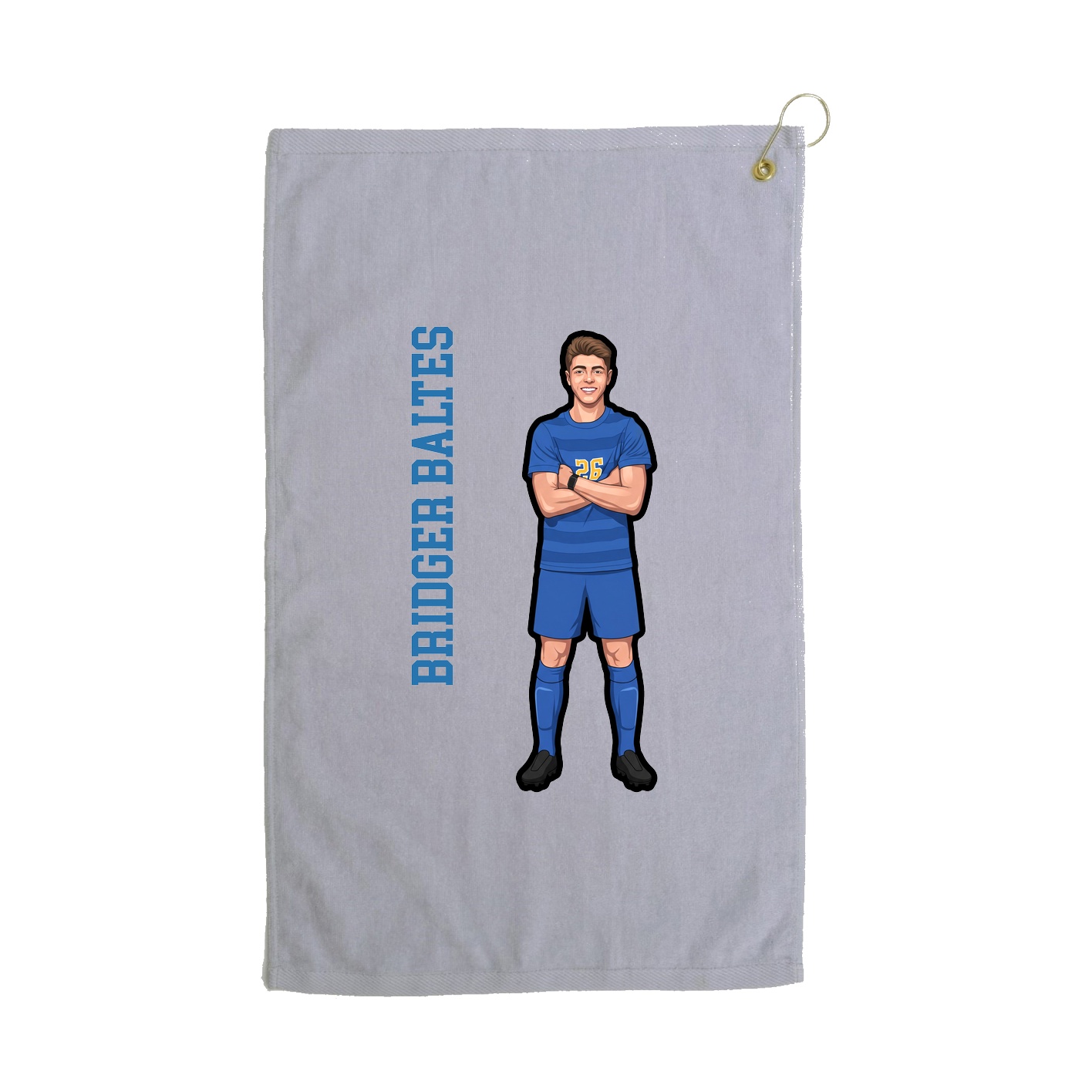 Golf Towel — Name Vertical in Grey
