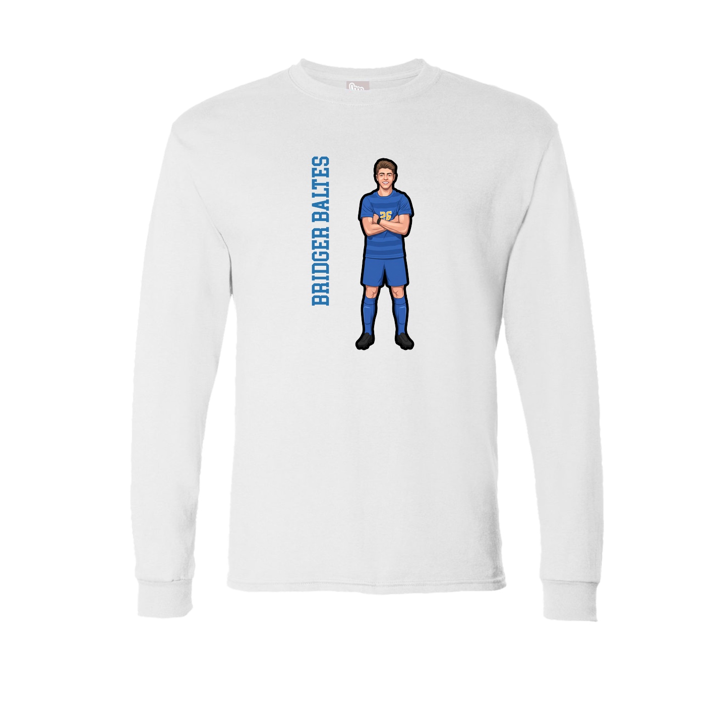 Long Sleeve Tee — Name Vertical in White