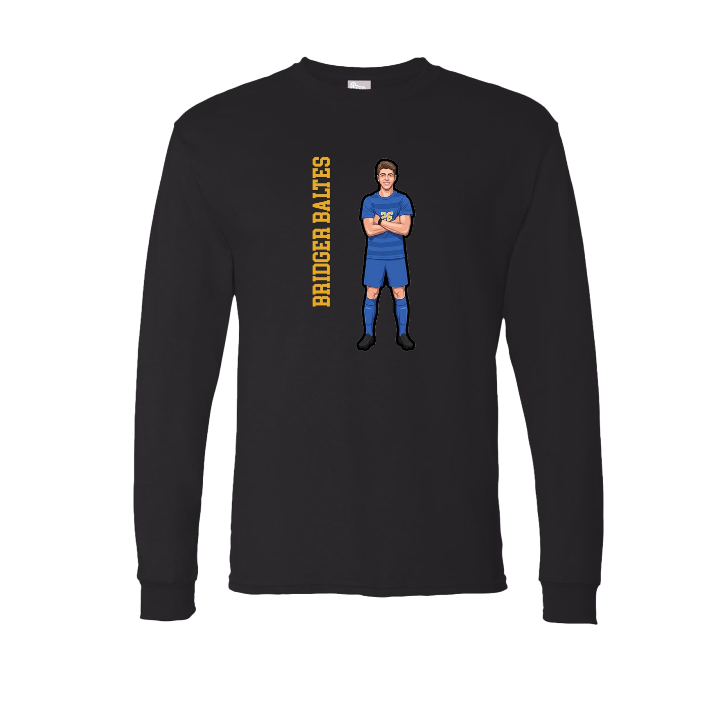 Long Sleeve Tee — Name Vertical in Black