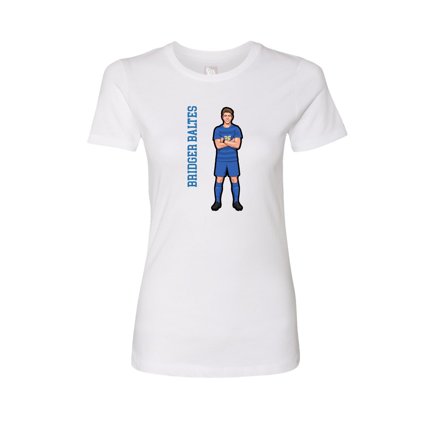 Womens Tee — Name Vertical in White