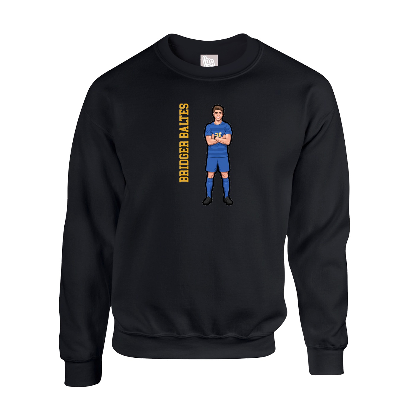 Fleece Crew — Name Vertical in Black