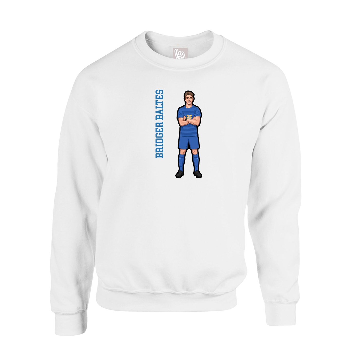 Fleece Crew — Name Vertical in White