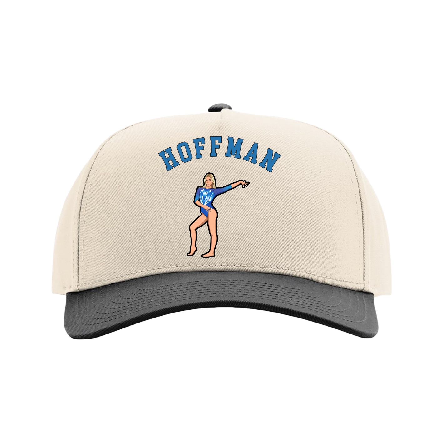 Full Fabric Five-Panel Champ Cap — Shirsey Arch in Cream/Black