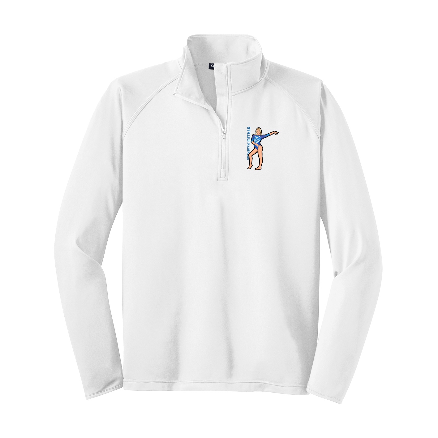 Q-Zip Pullover — Name Vertical in White
