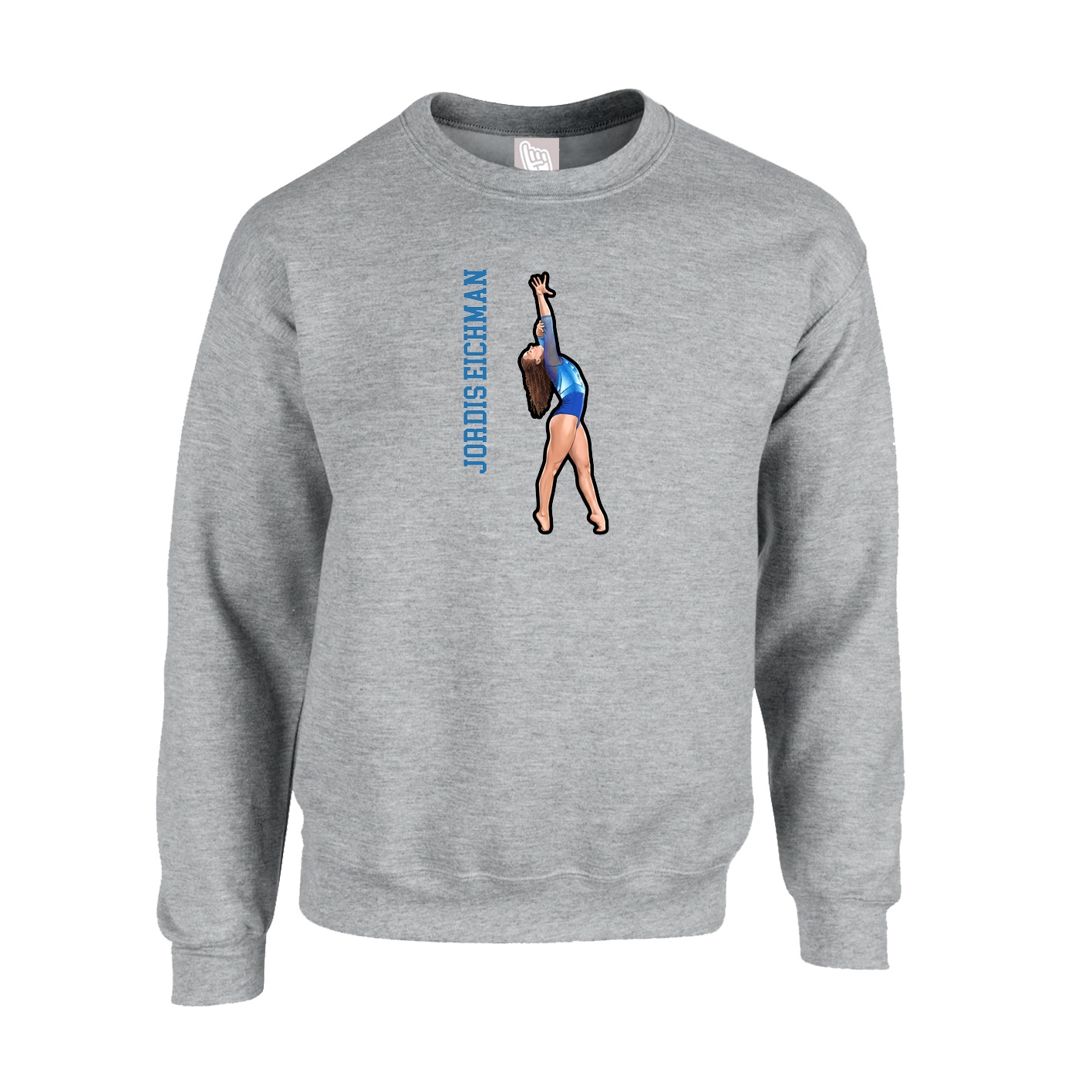 Fleece Crew — Name Vertical in Grey