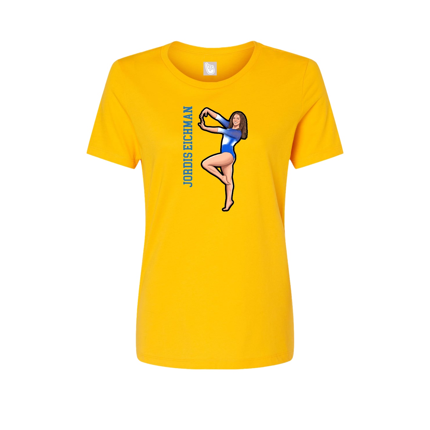Fitted Women's Tee — Name Vertical in Gold