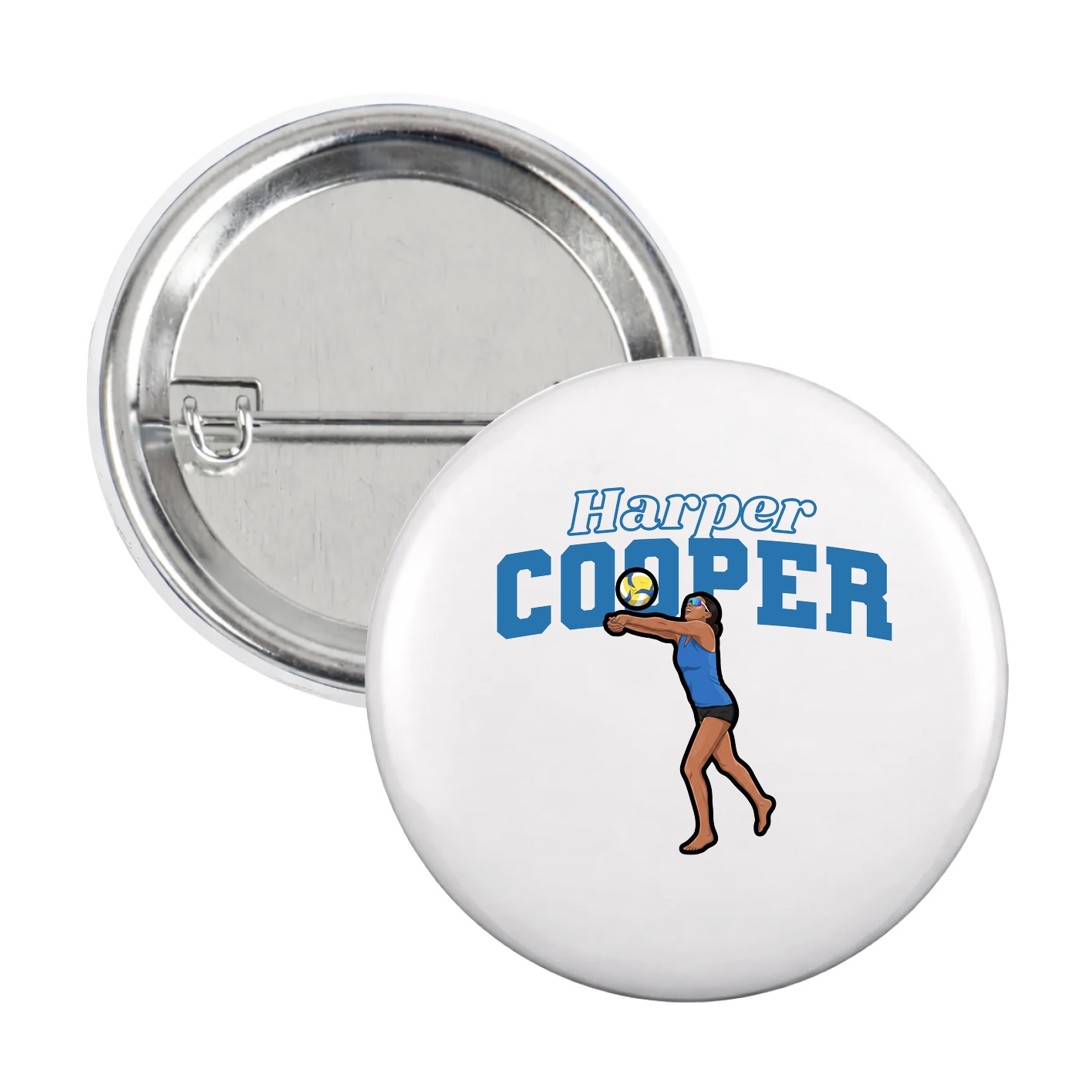 Game Day Button — Name Arch in White