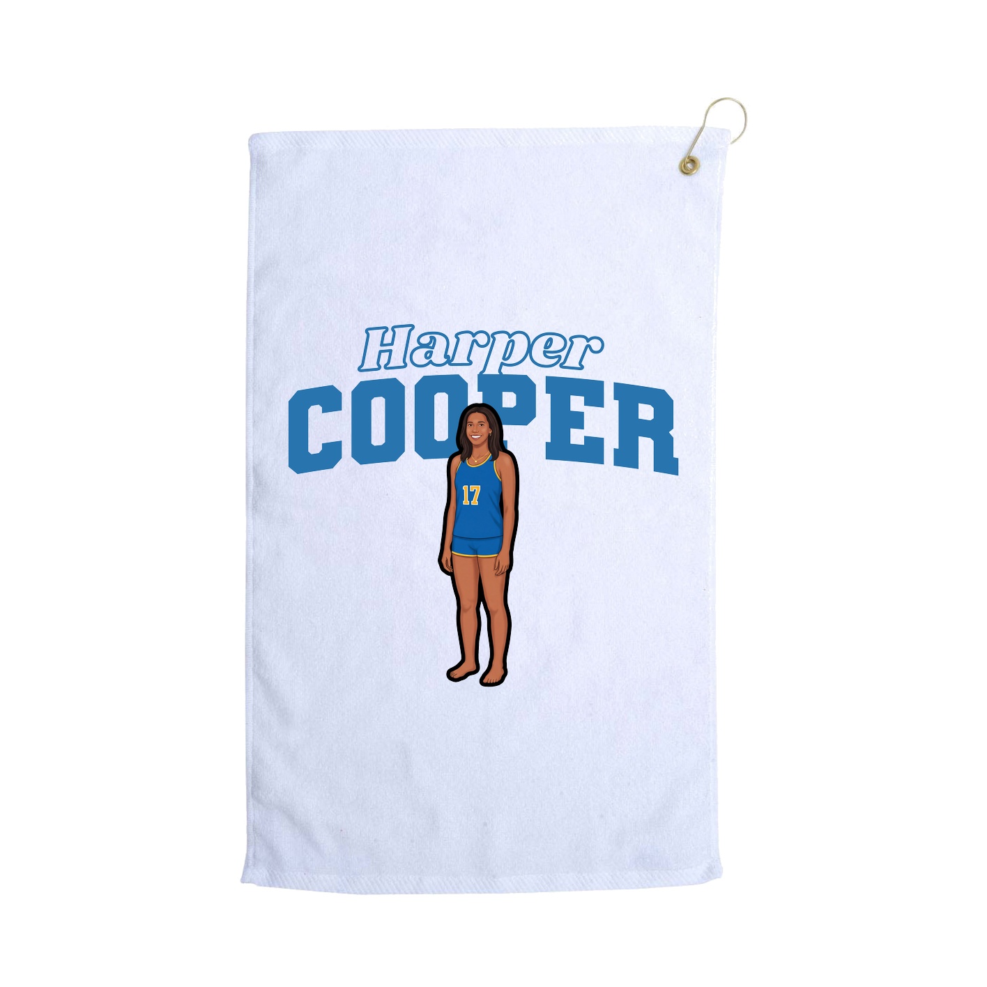 Golf Towel — Name Arch in White