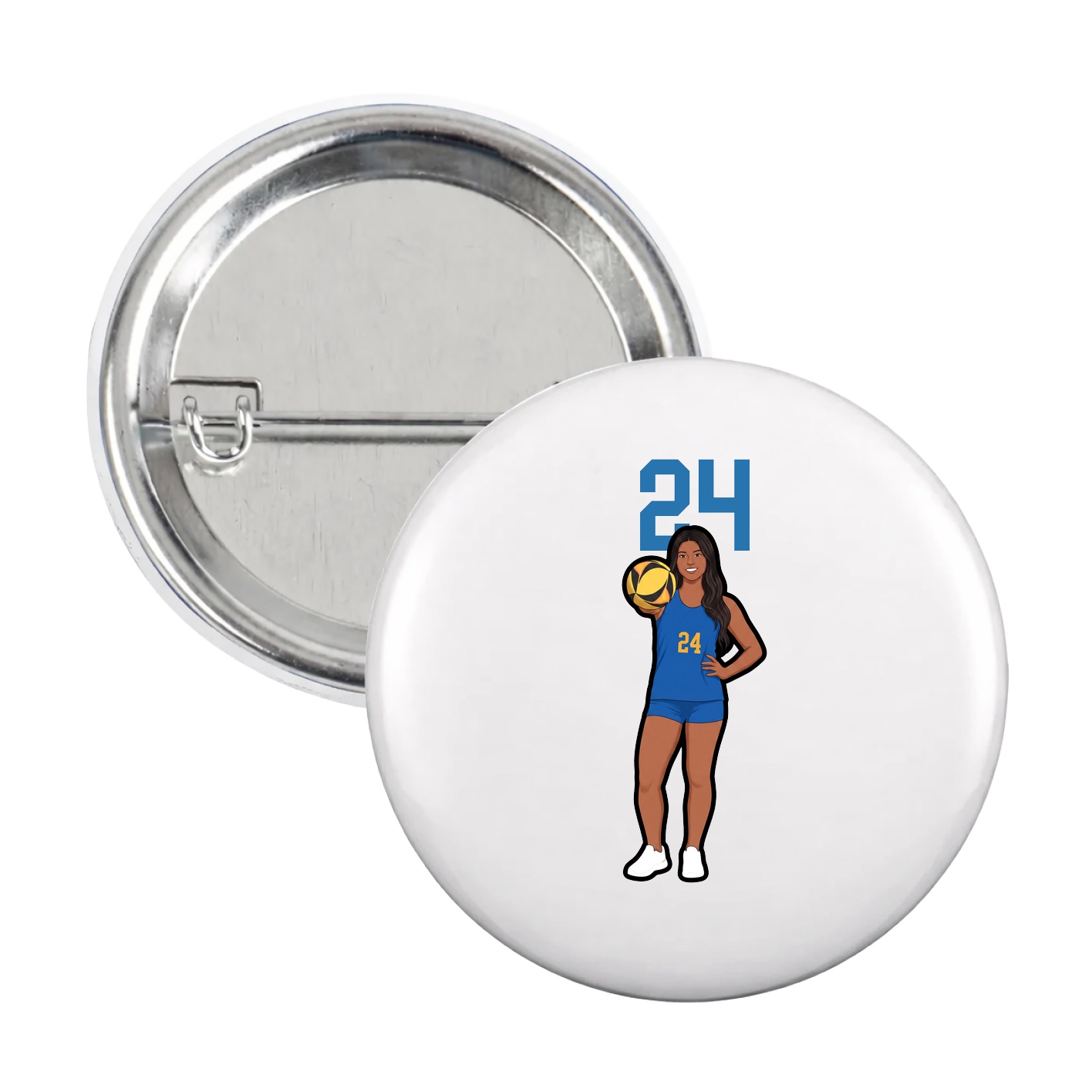 Game Day Button — Number Top in White