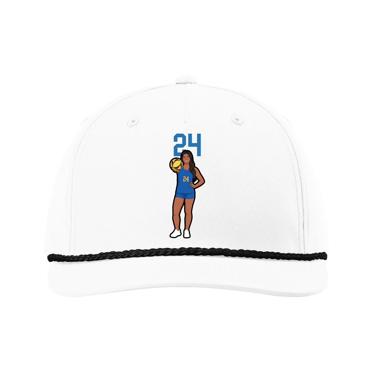 Five-Panel Classic Rope Cap — Number Top in White