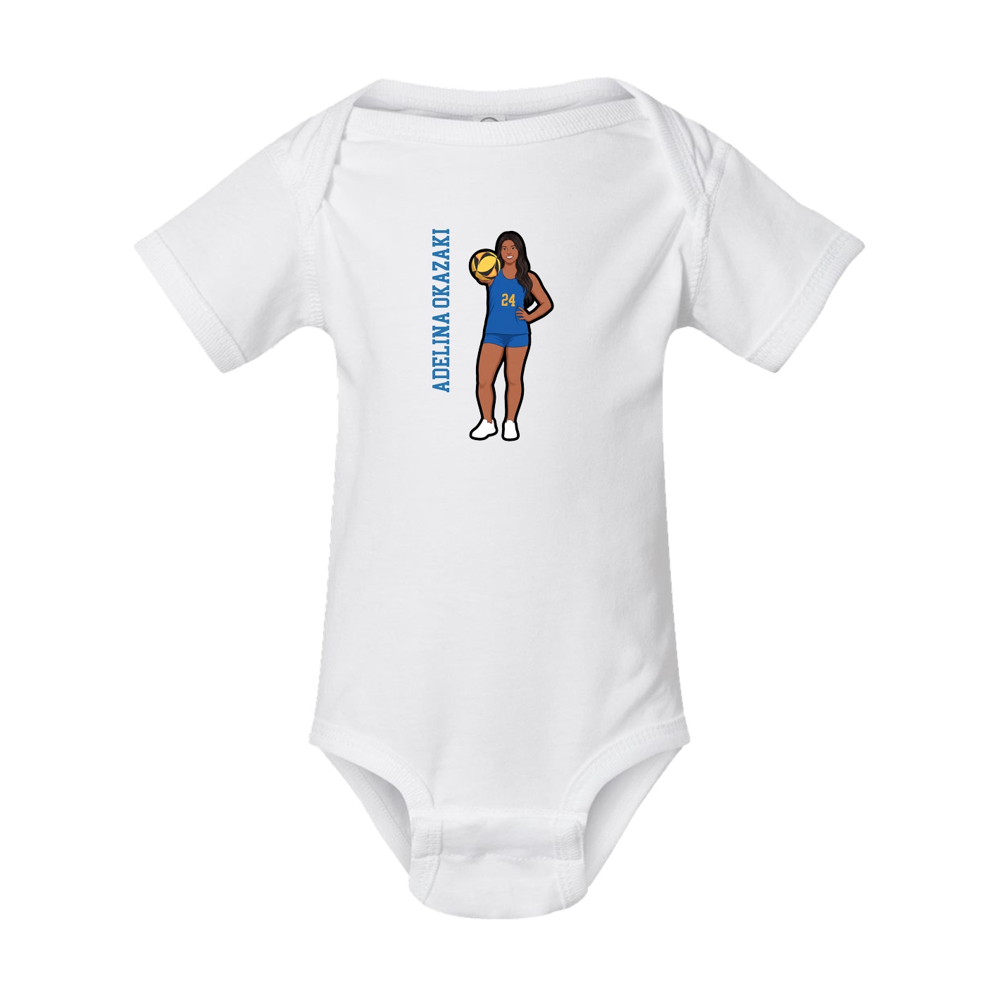 Baby Onesie — Name Vertical in White