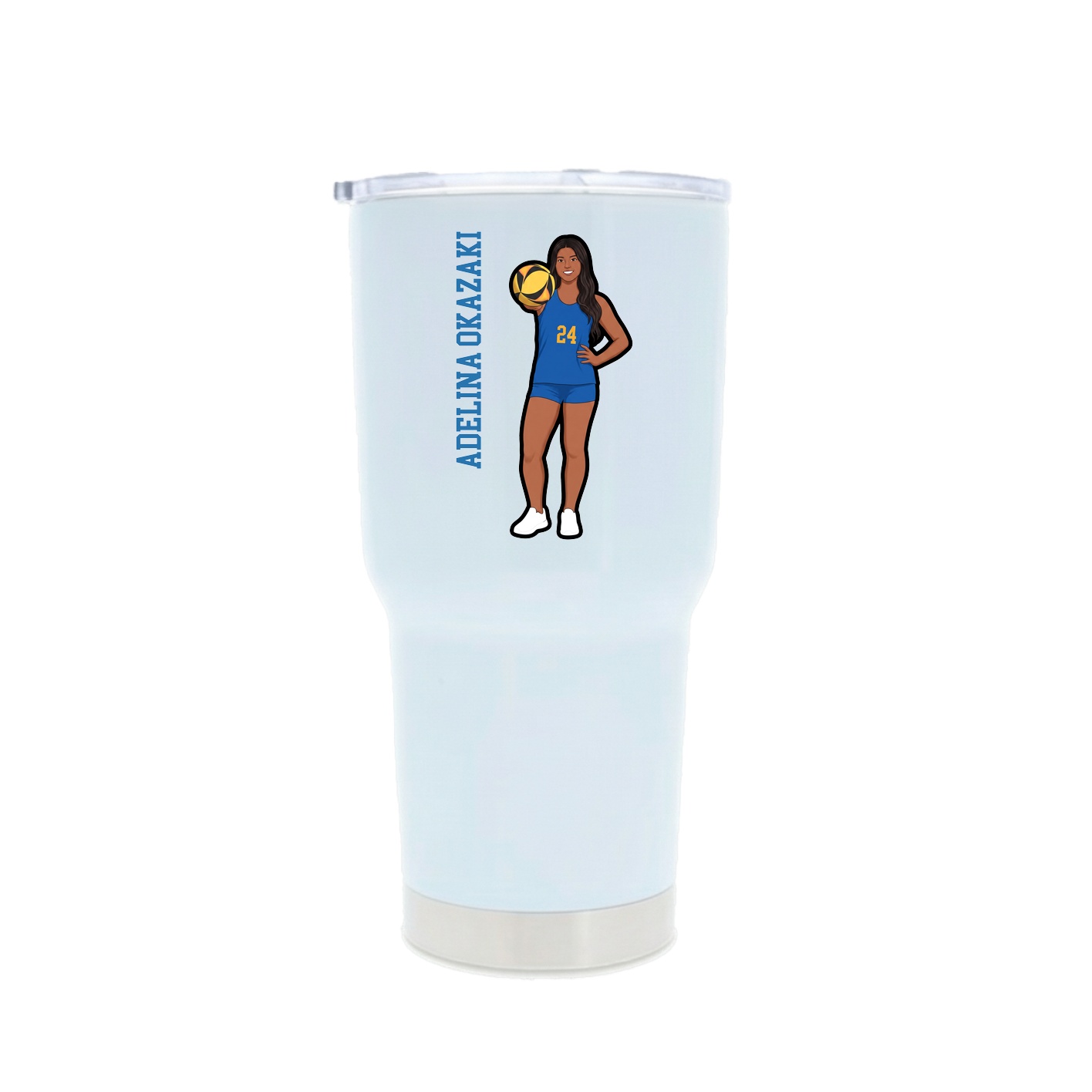 30oz Stainless Steel Tumbler — Name Vertical in White