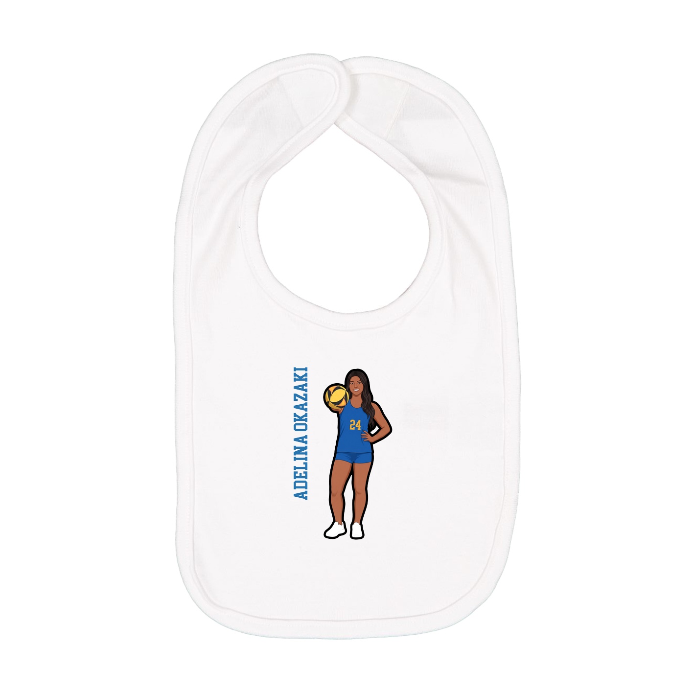 Infant Bib — Name Vertical in White