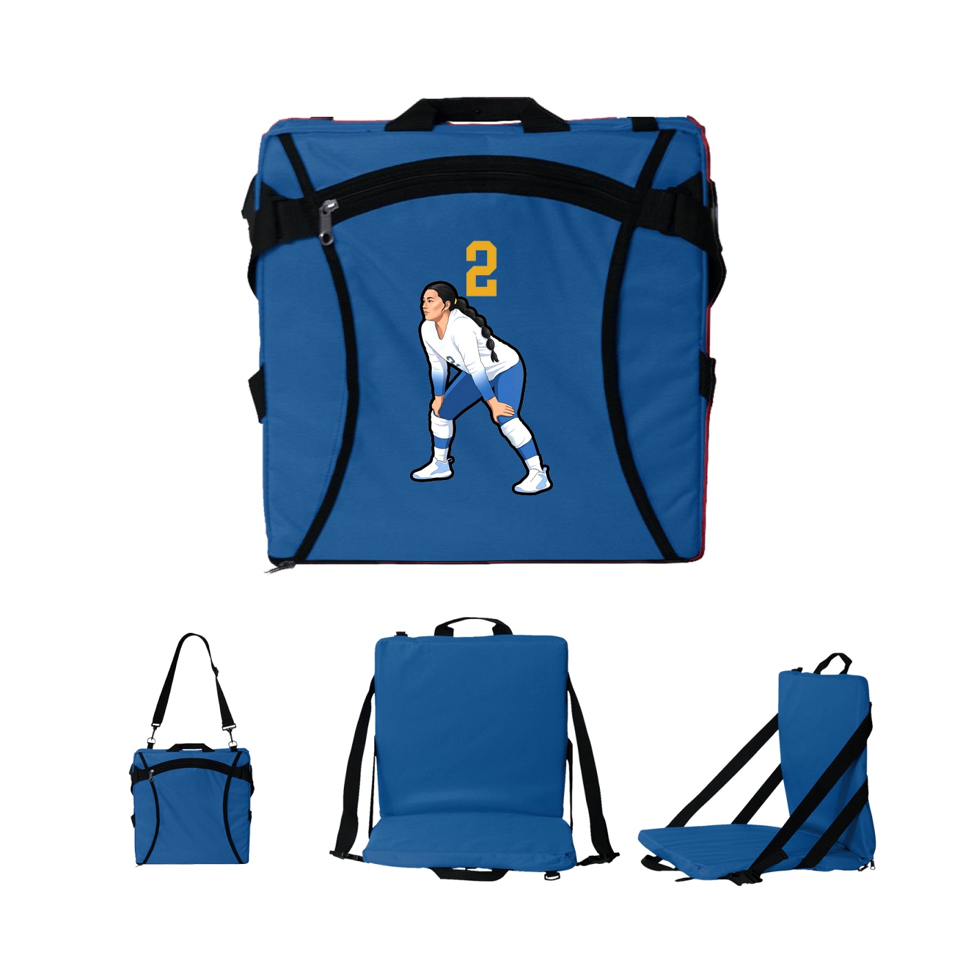 Folding Stadium Seat — Number Top in Royal