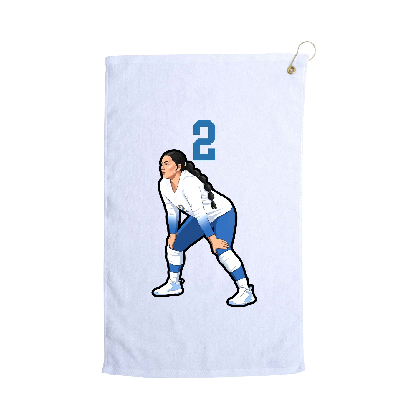 Golf Towel — Number Top in White