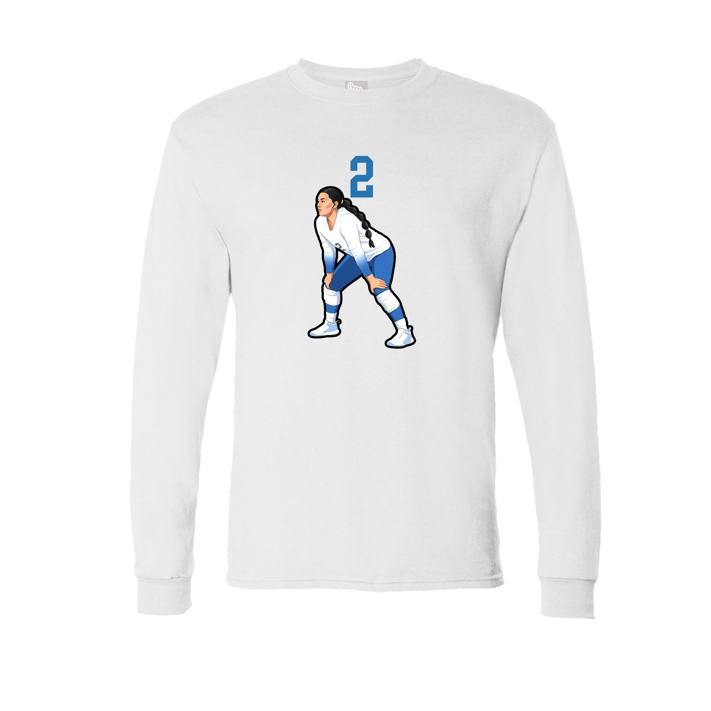 Long Sleeve Tee — Number Top in White