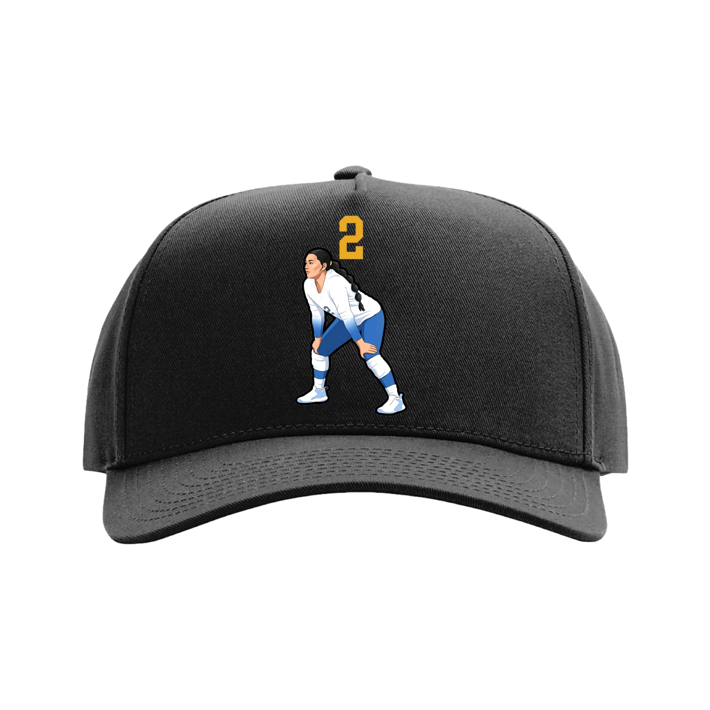 Full Fabric Five-Panel Champ Cap — Number Top in Black