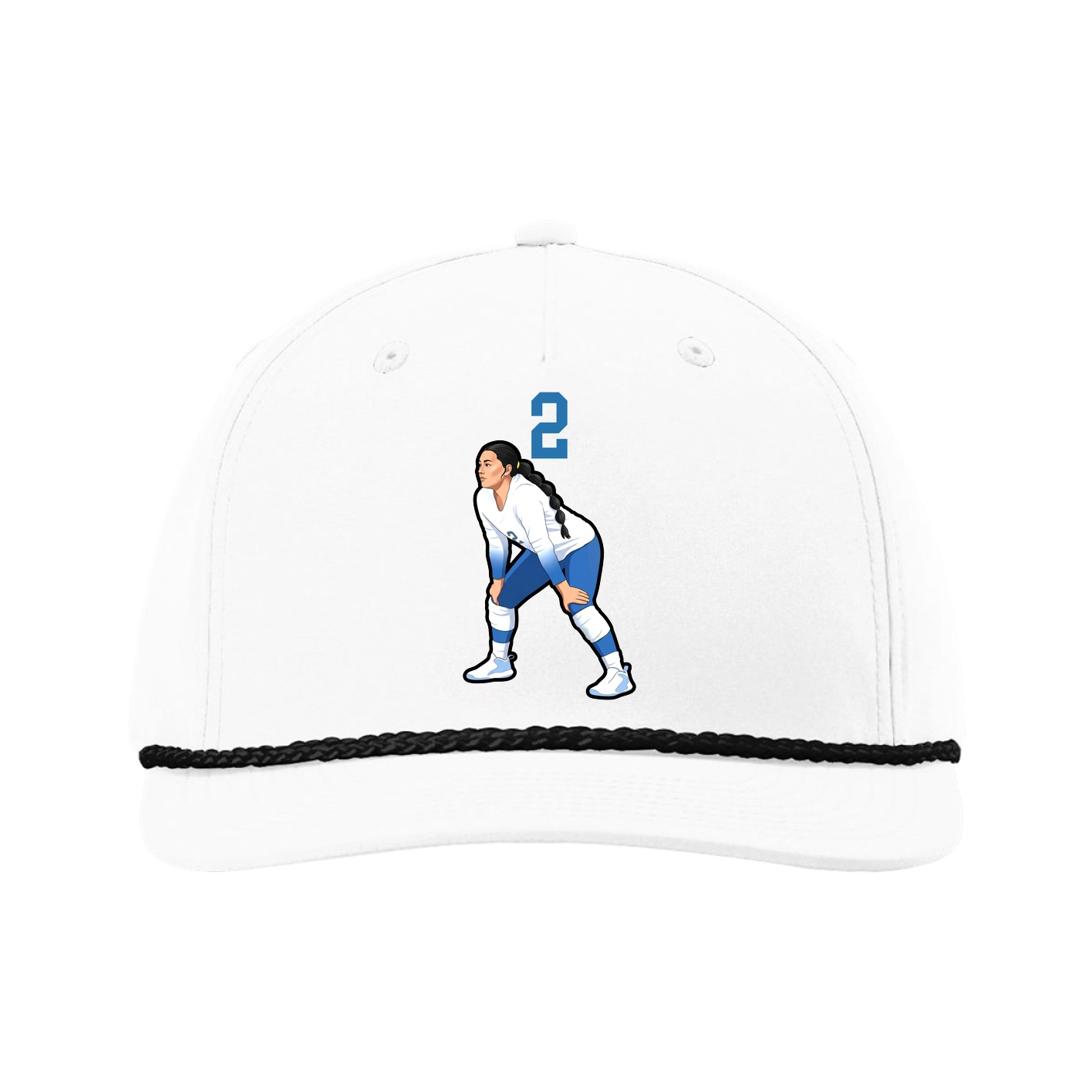 Five-Panel Classic Rope Cap — Number Top in White