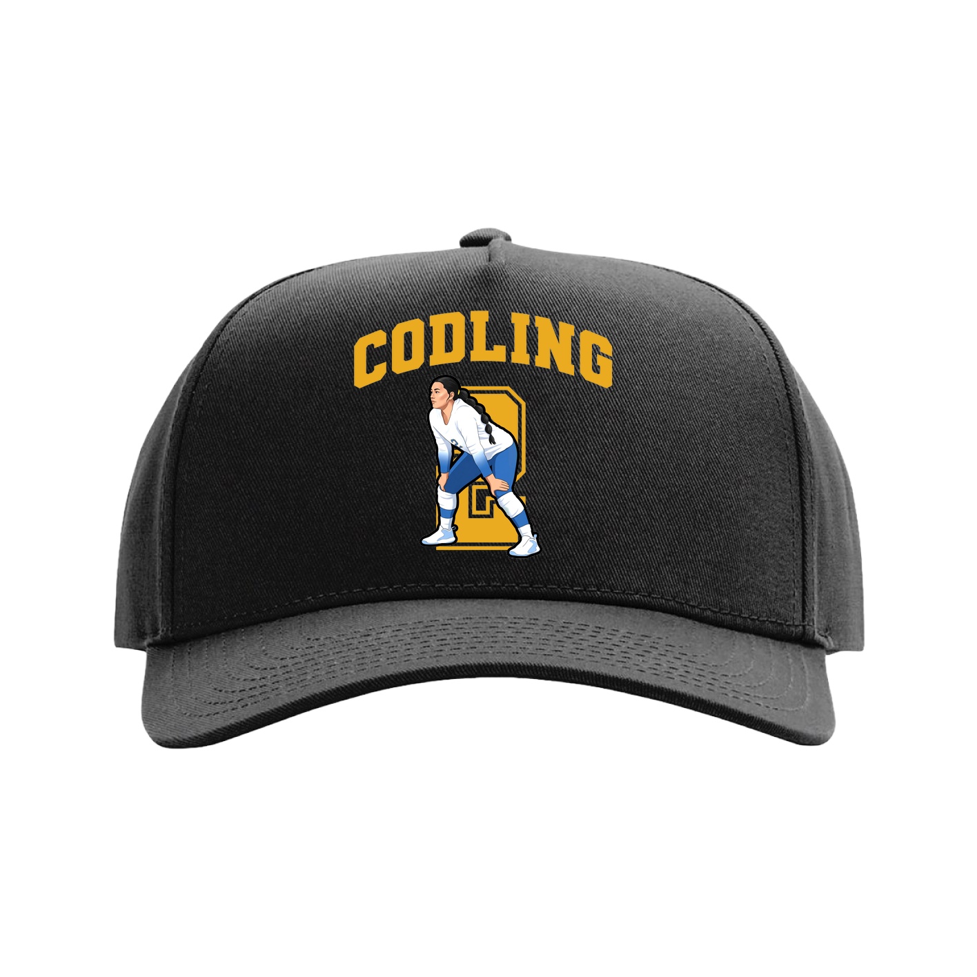 Full Fabric Five-Panel Champ Cap — Number in Black